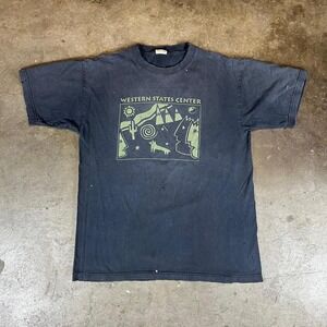 Vintage 90s Western States Center black cotton t-shirt Size men's Large